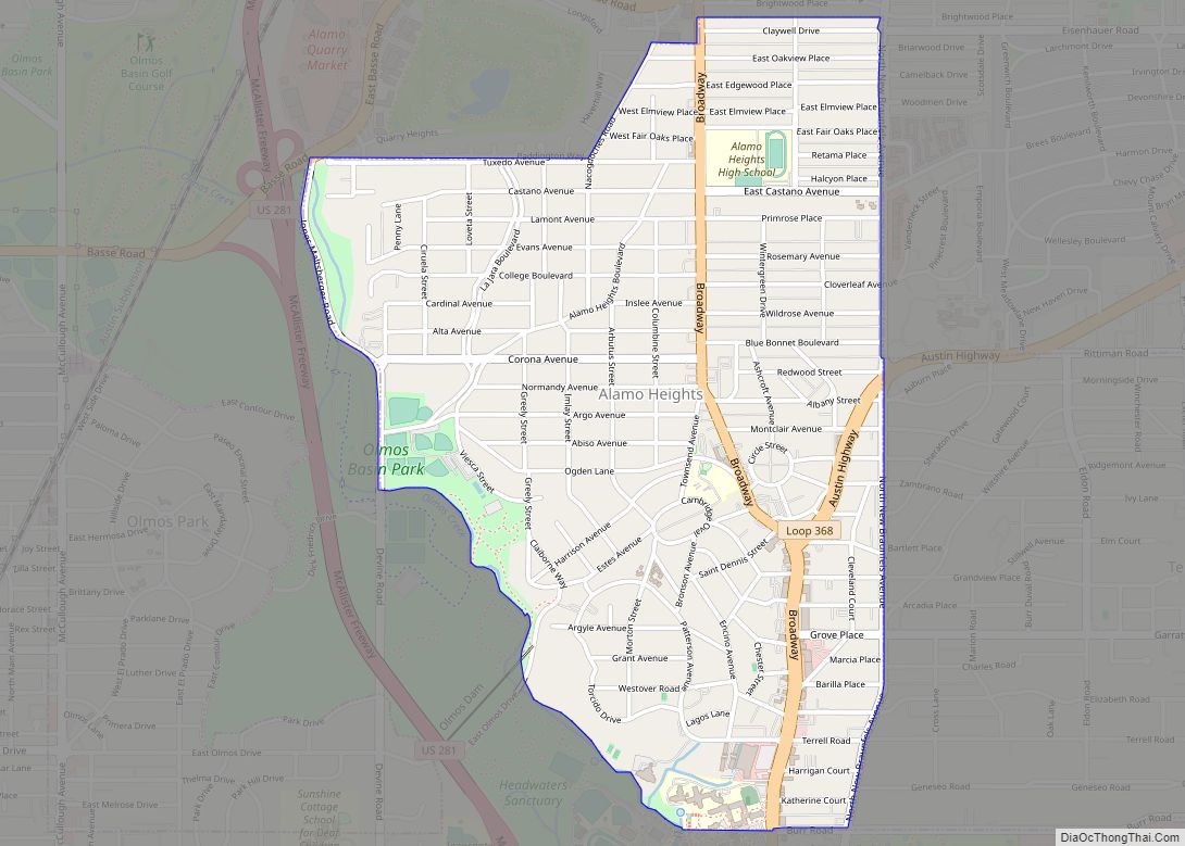 Map of Alamo Heights city