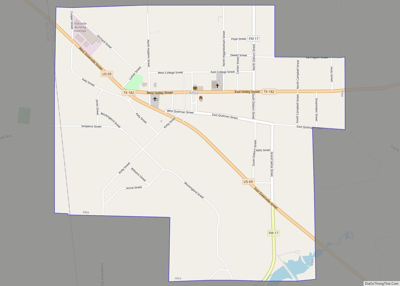 Map of Alba town, Texas