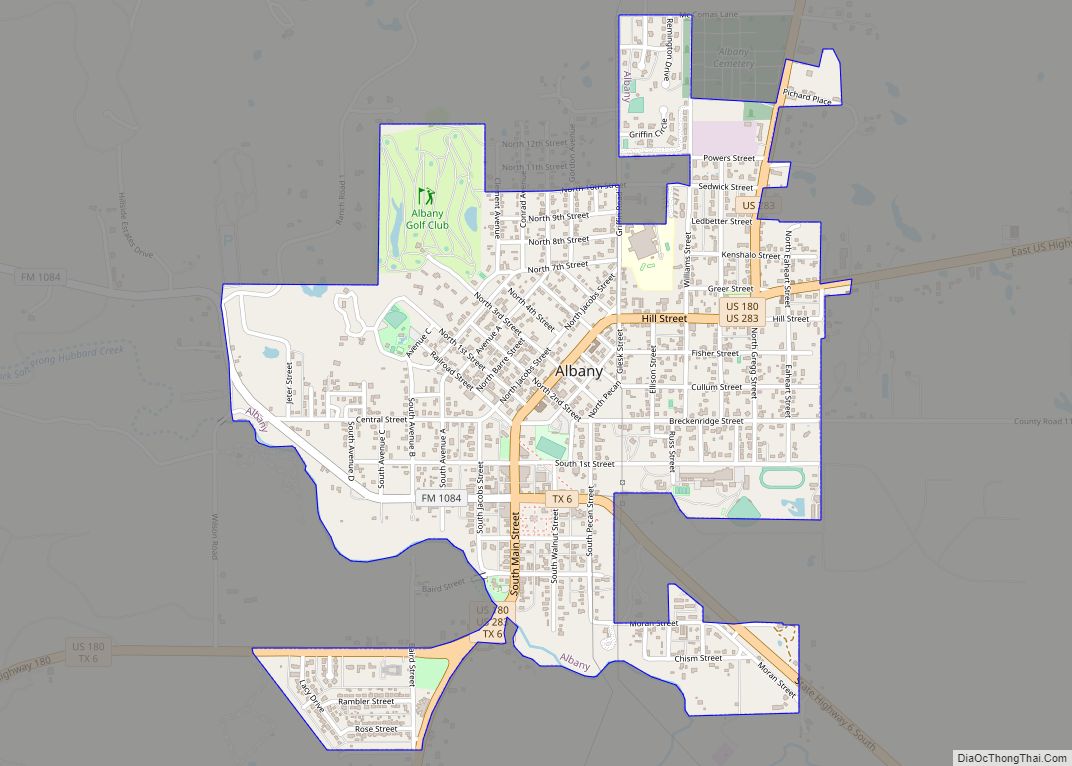 Map of Albany city, Texas