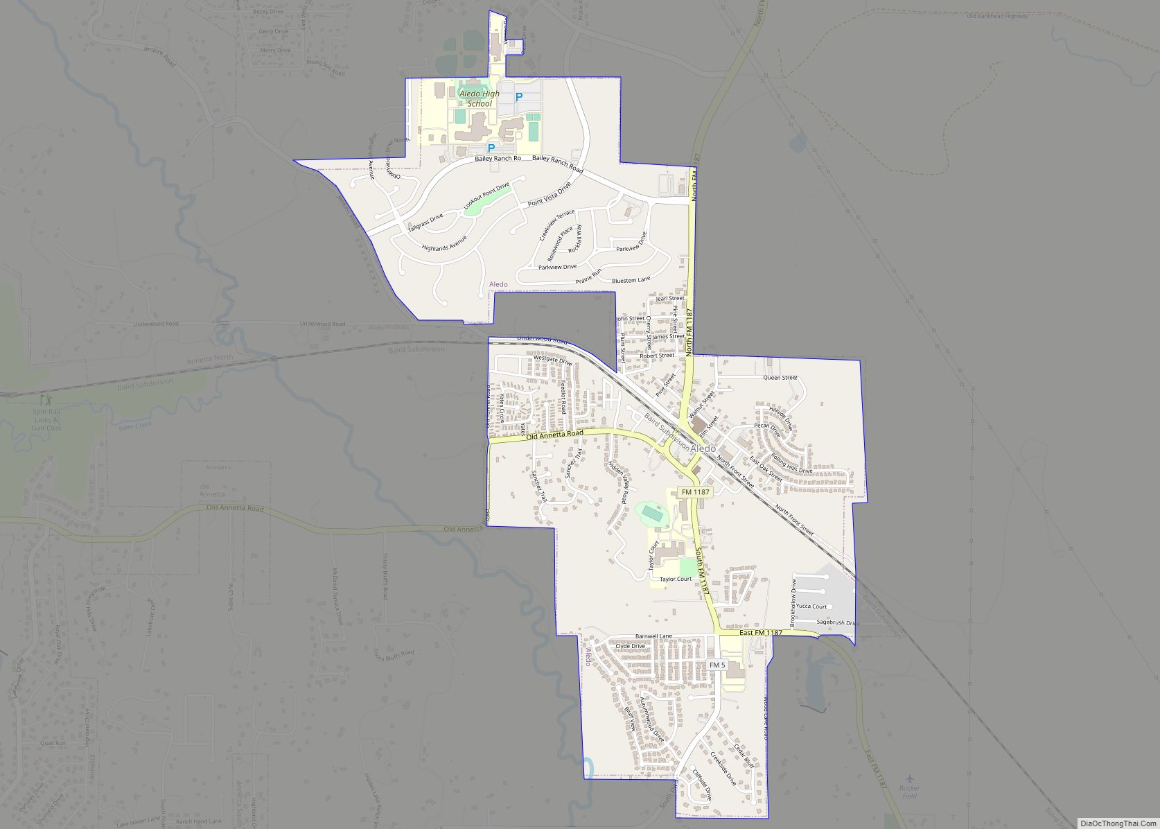 Map of Aledo city, Texas