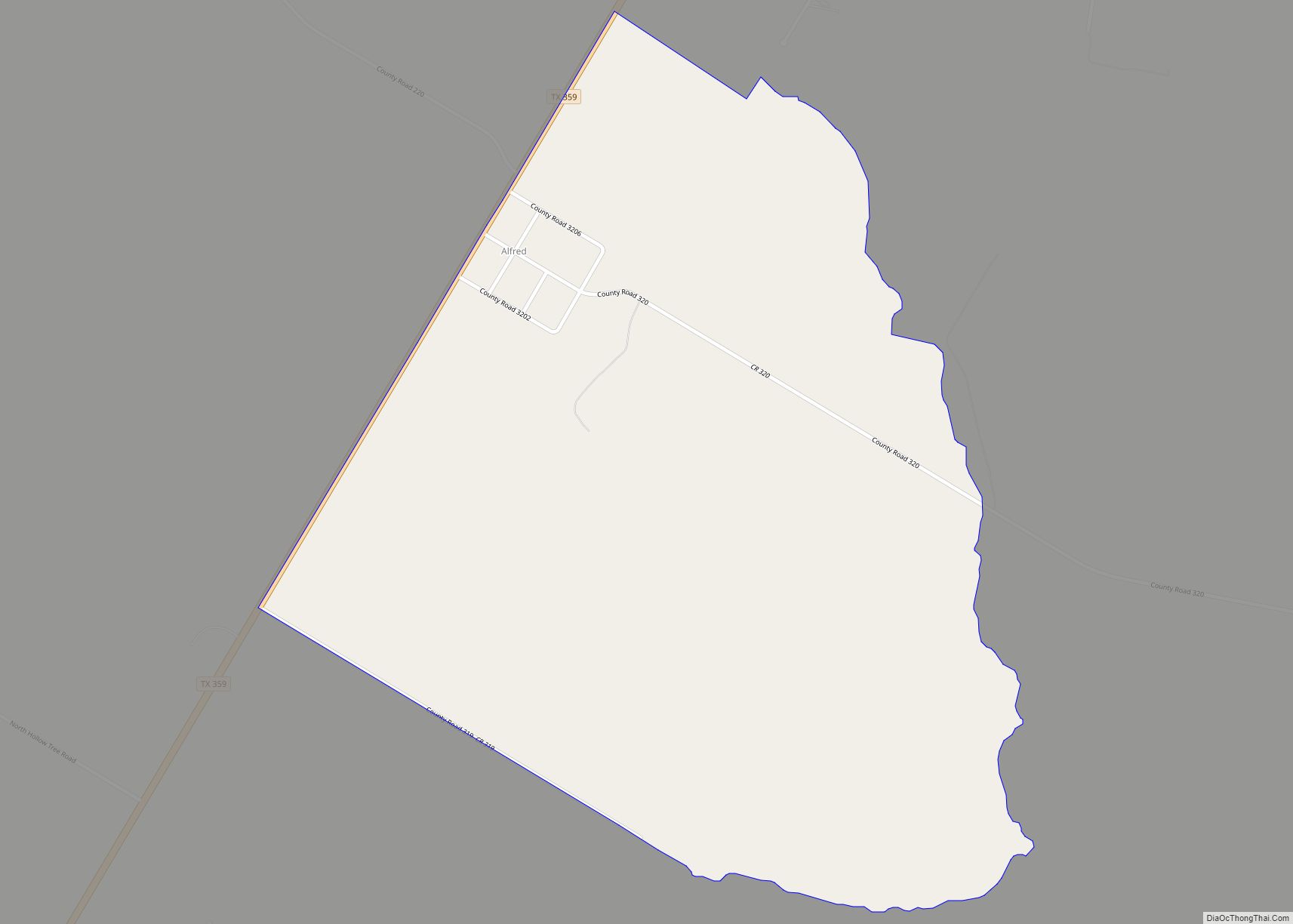 Map of Alfred CDP, Texas