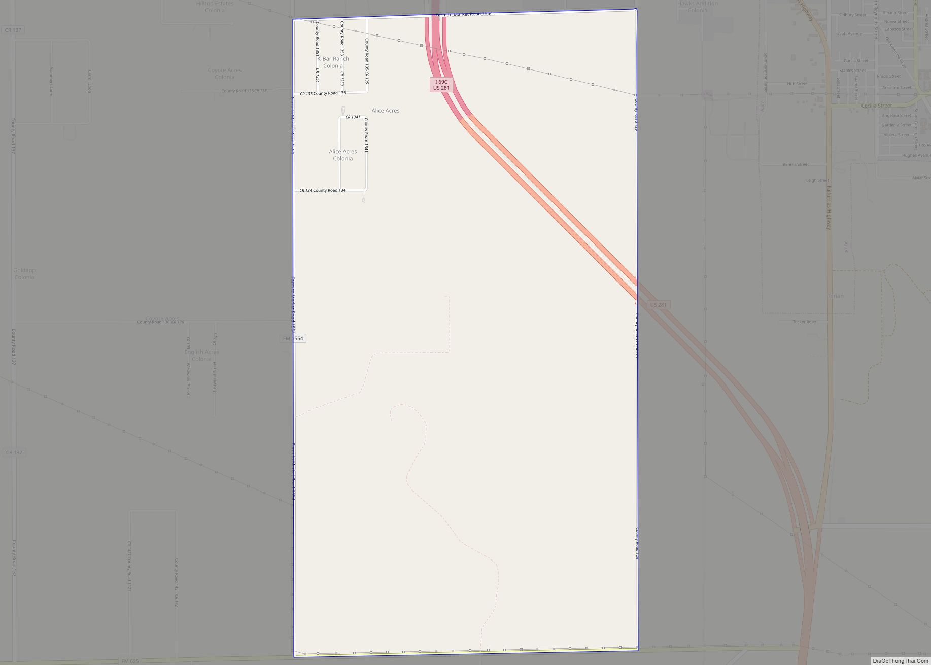 Map of Alice Acres CDP