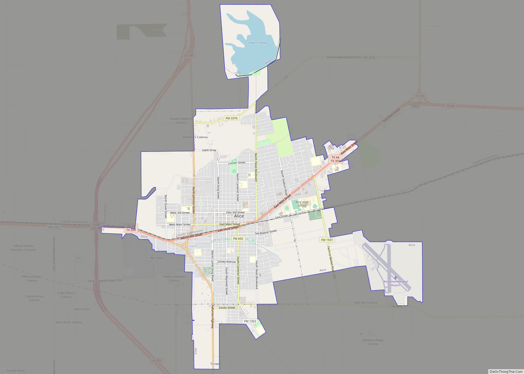 Map of Alice city, Texas