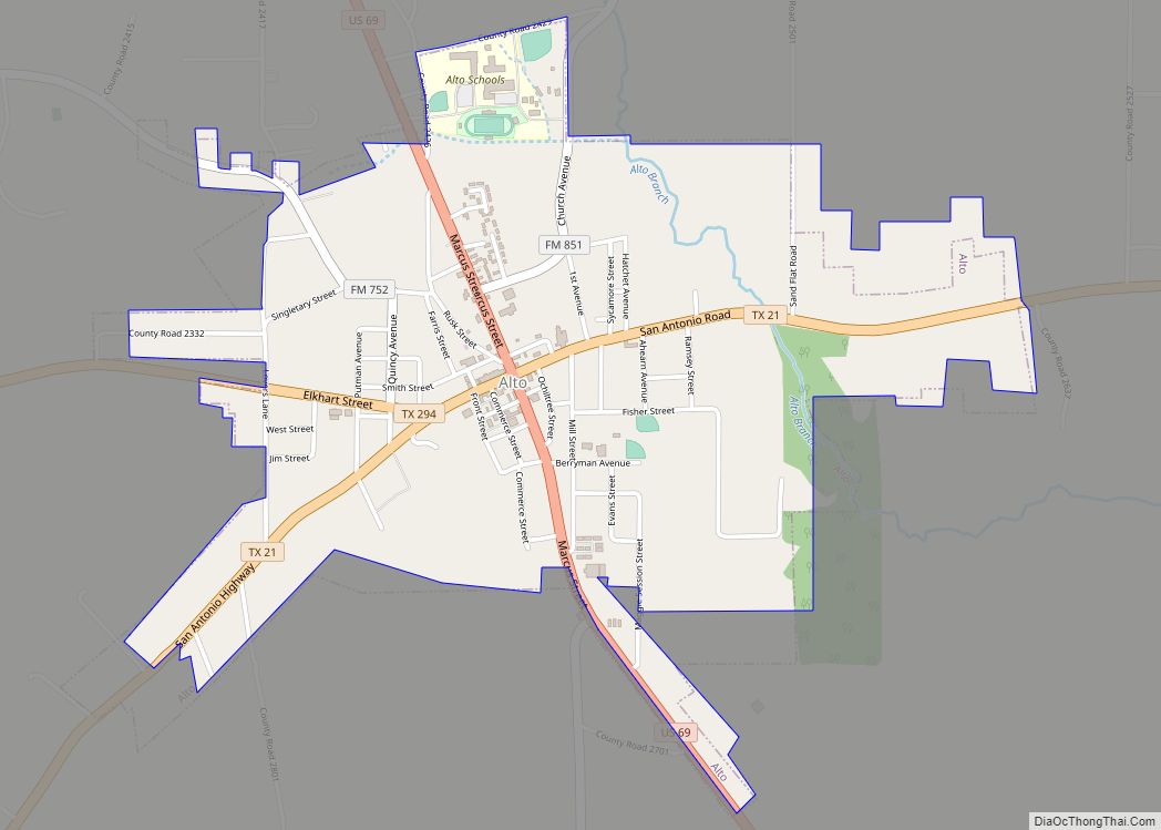 Map of Alto town, Texas