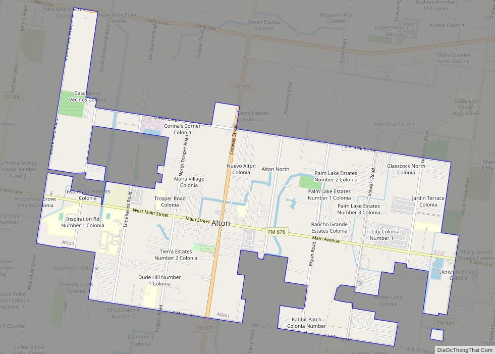 Map of Alton city, Texas