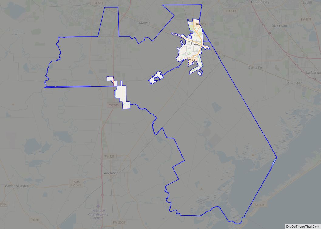 Map of Alvin city