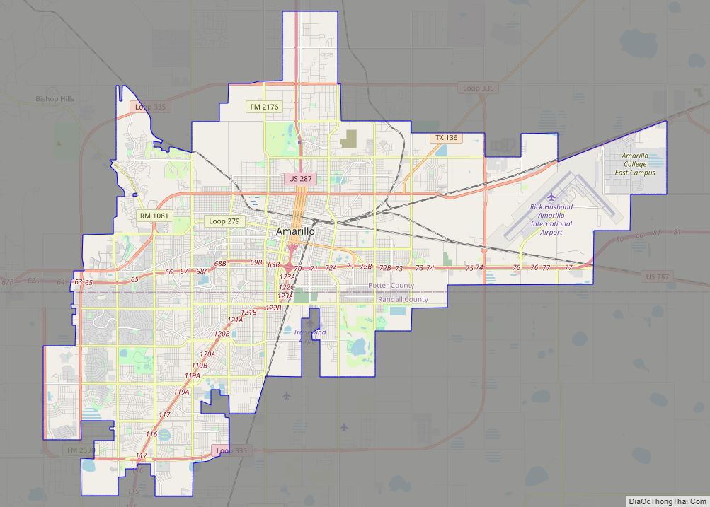 Map of Amarillo city
