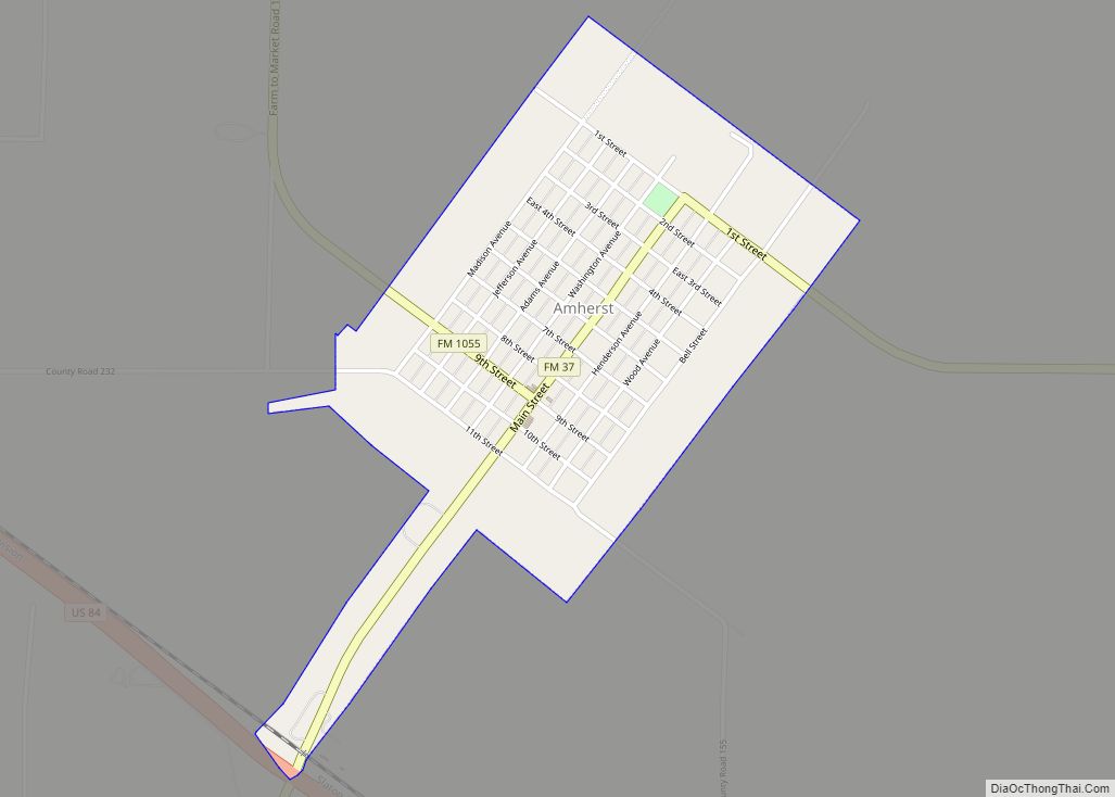 Map of Amherst city, Texas