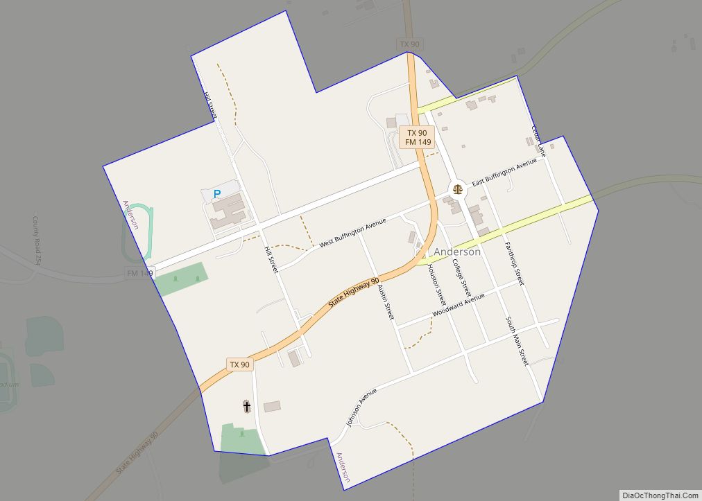 Map of Anderson city, Texas