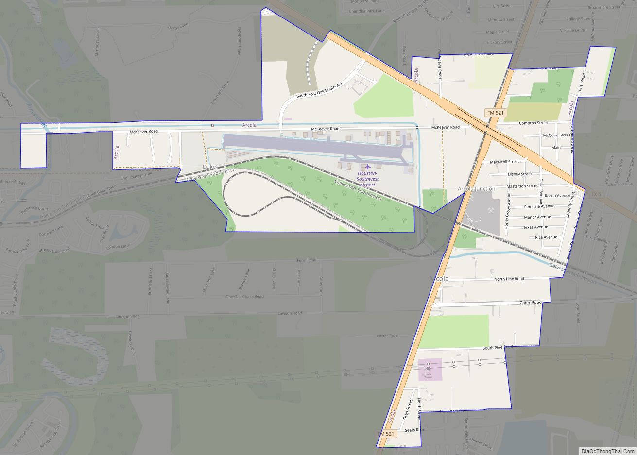 Map of Arcola city, Texas