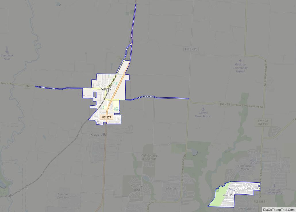 Map of Aubrey city, Texas