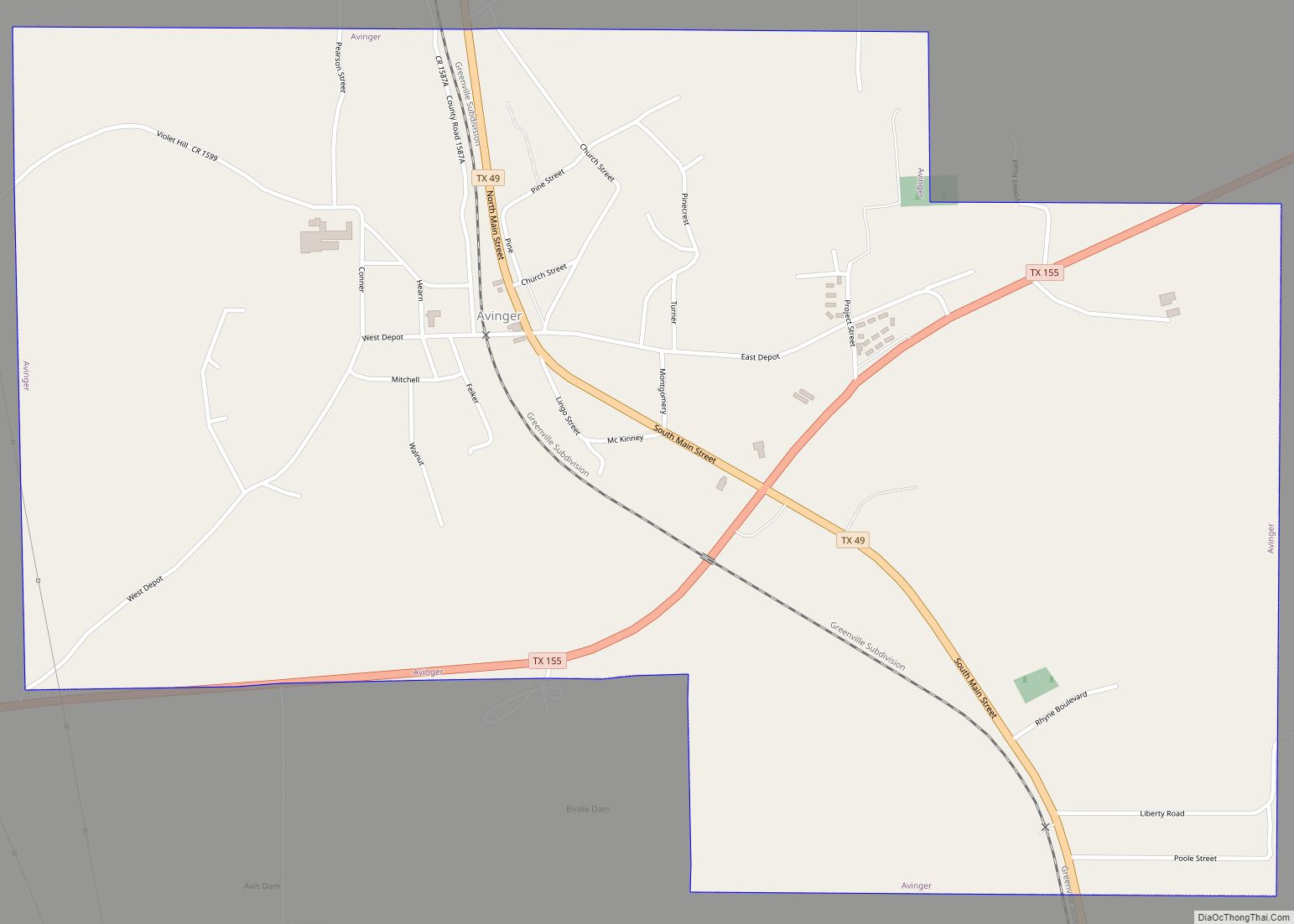 Map of Avinger town