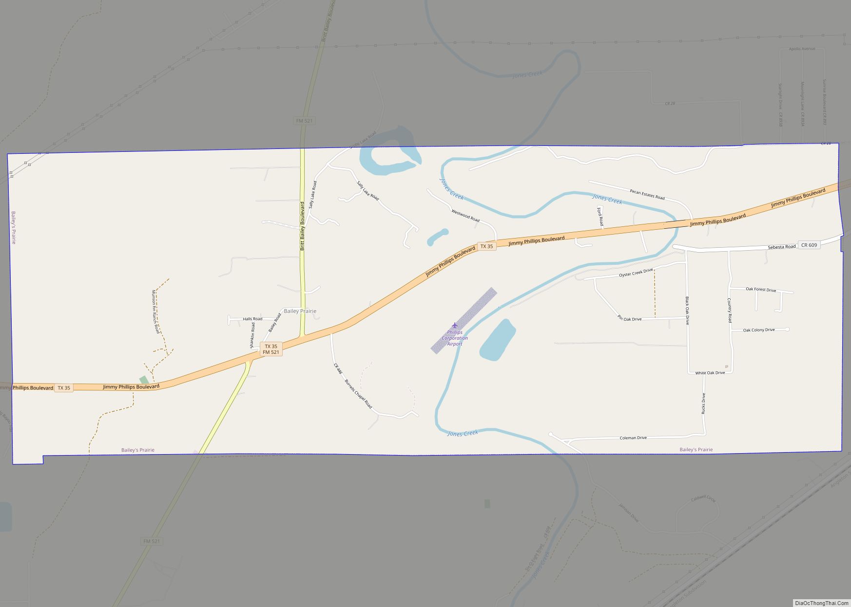 Map of Bailey’s Prairie village