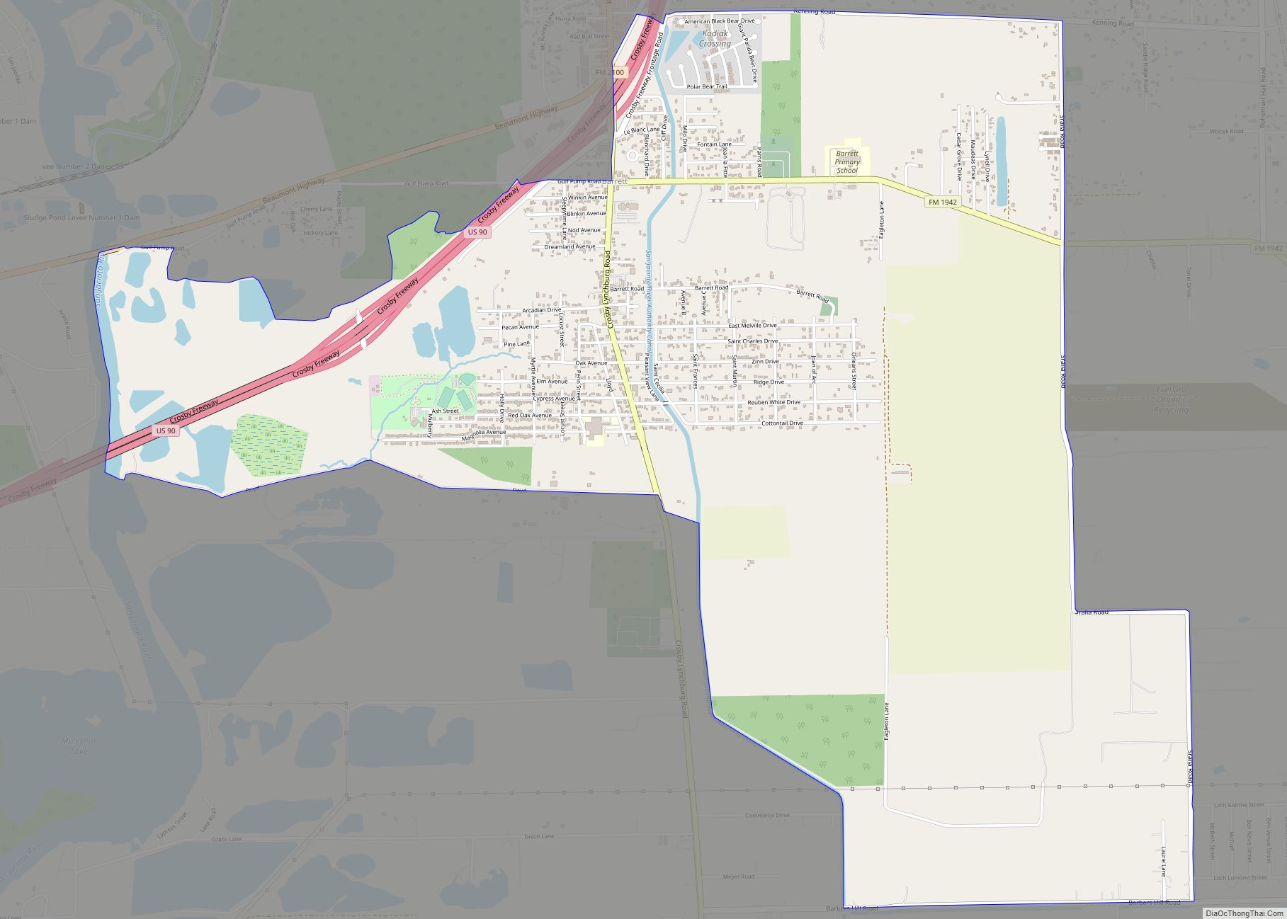 Map of Barrett CDP, Texas