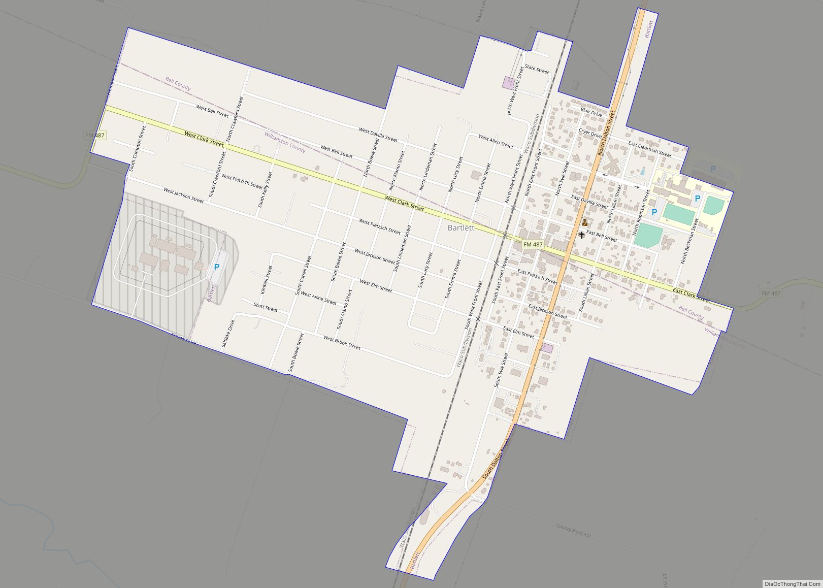 Map of Bartlett city, Texas