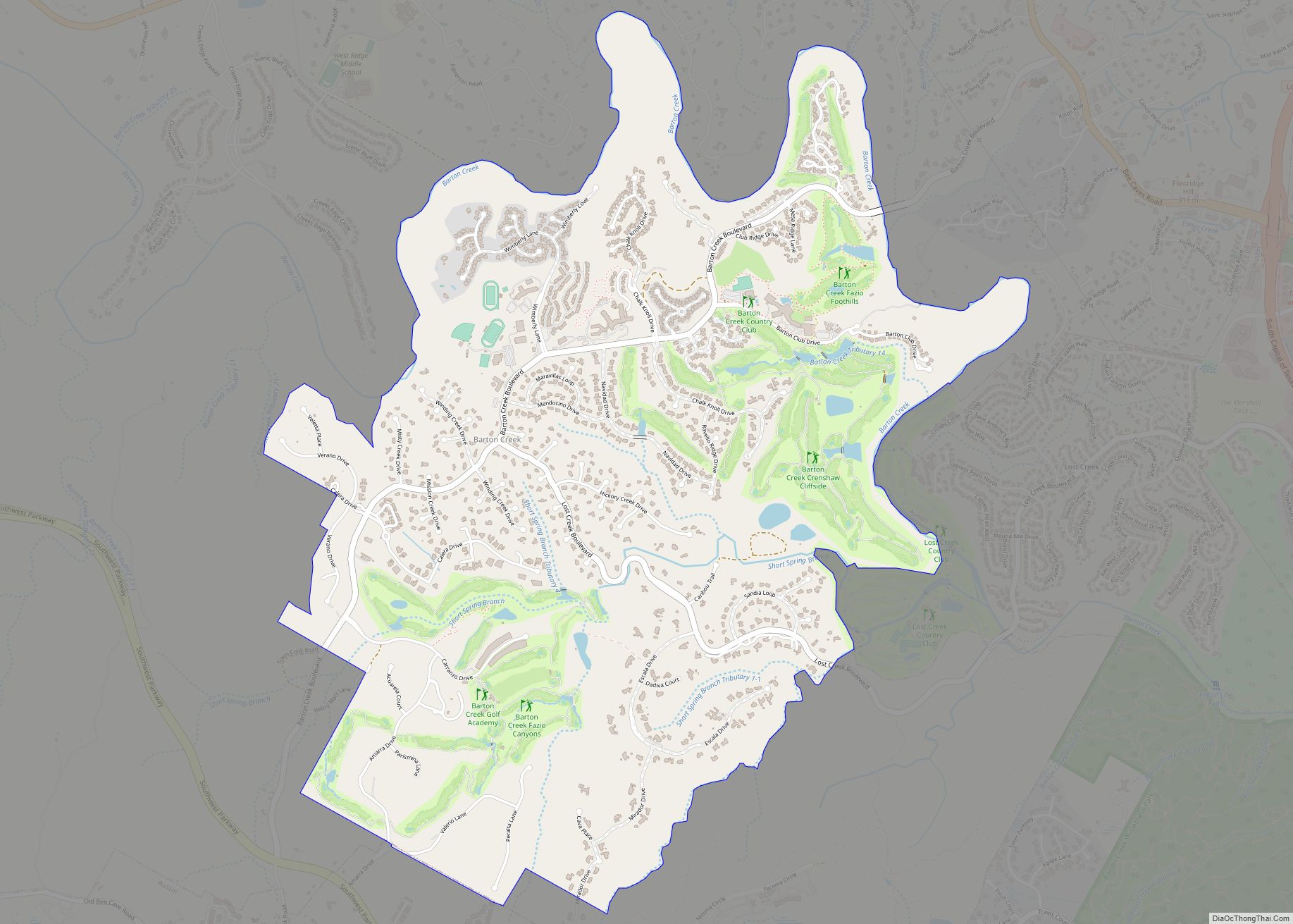 Map of Barton Creek CDP