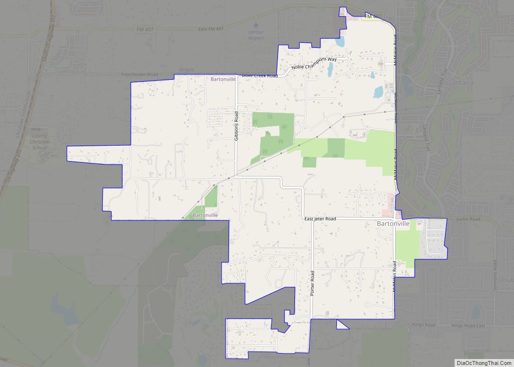 Map of Bartonville town, Texas