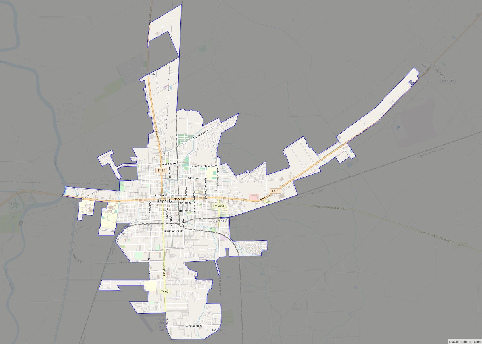 Map of Bay City, Texas