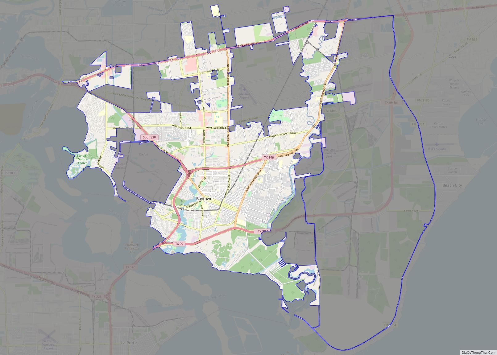 Map of Baytown city