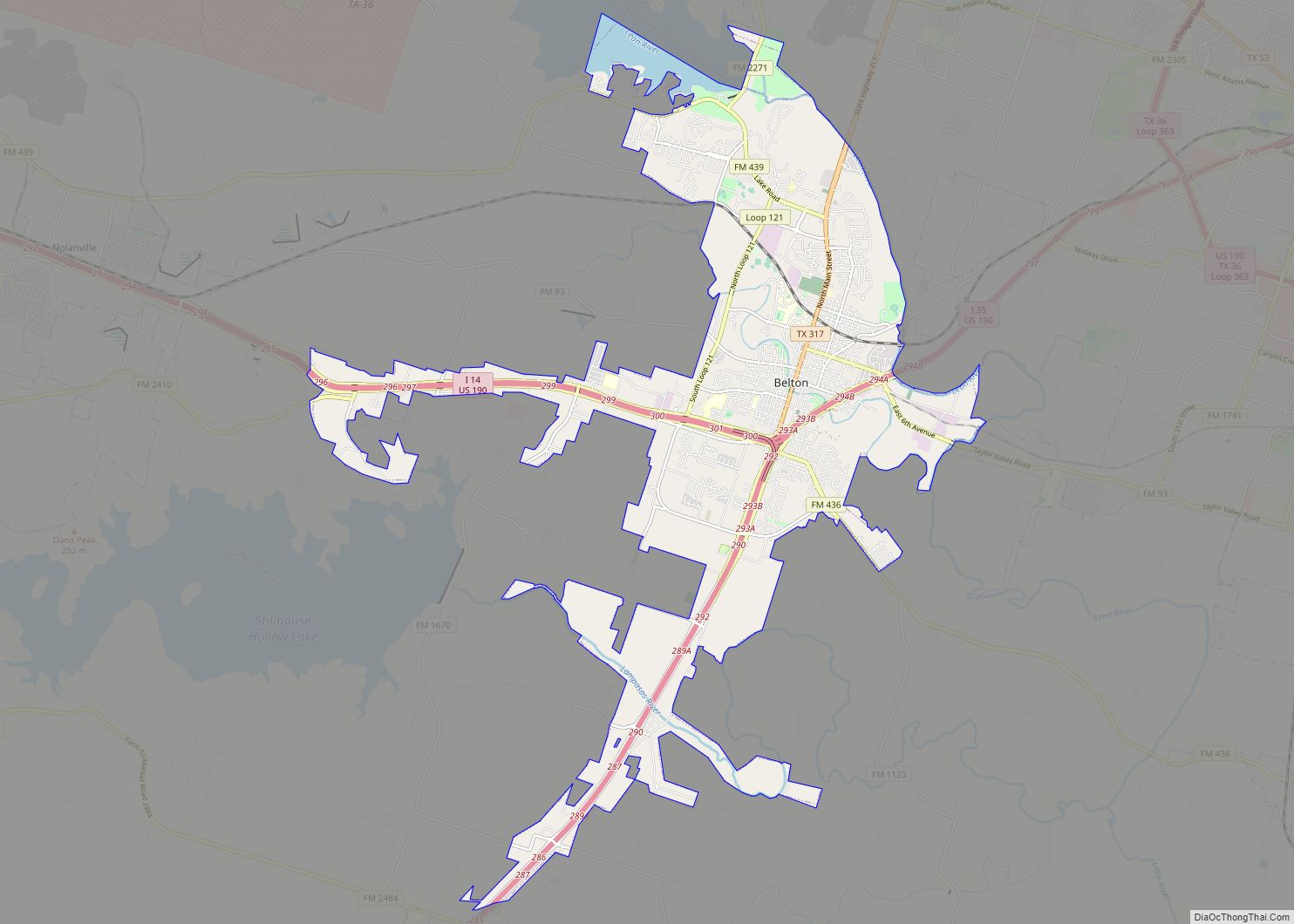 Map of Belton city, Texas