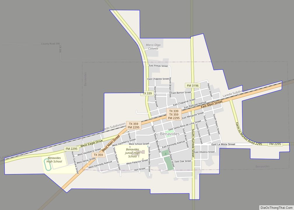 Map of Benavides city