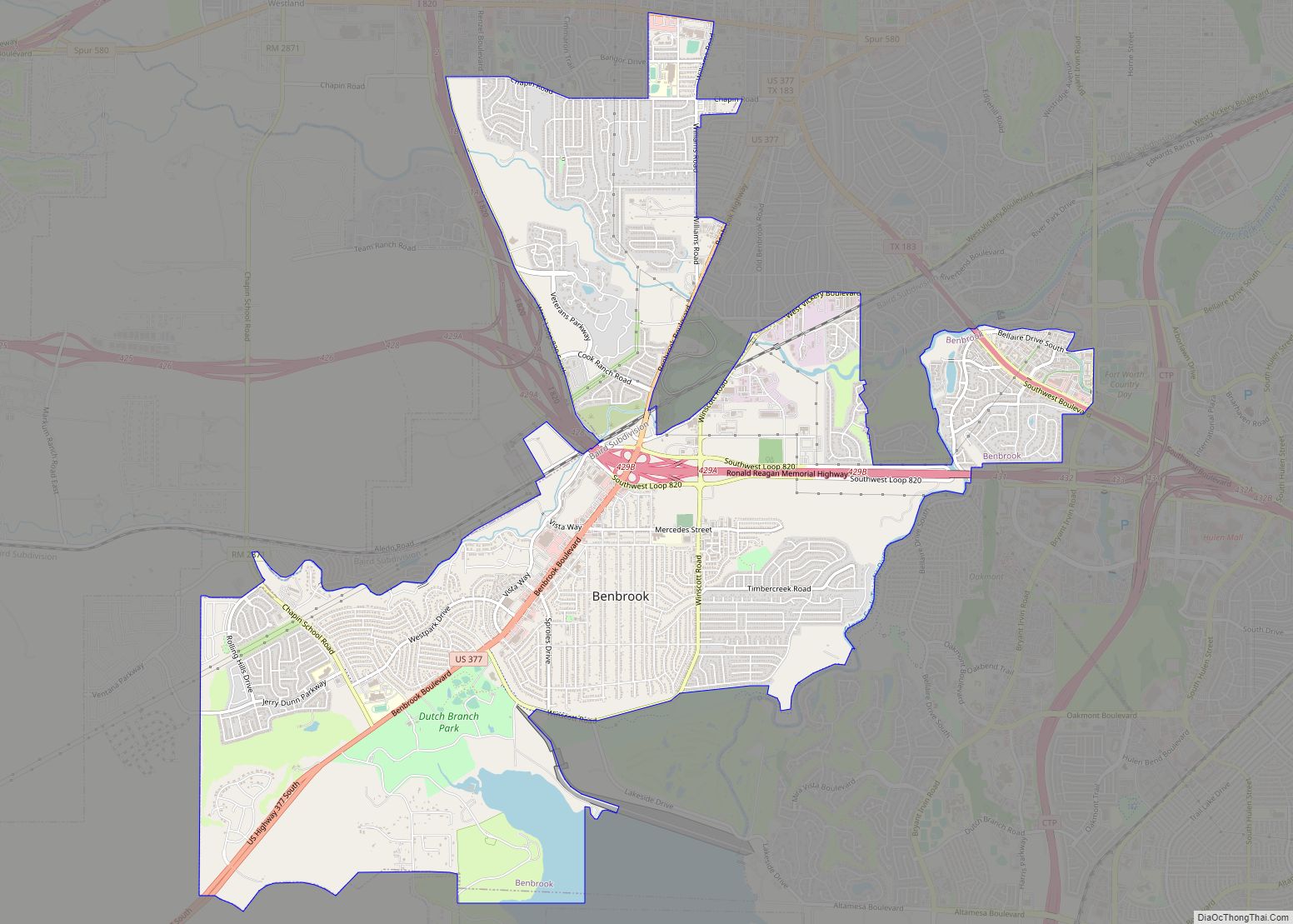 Map of Benbrook city