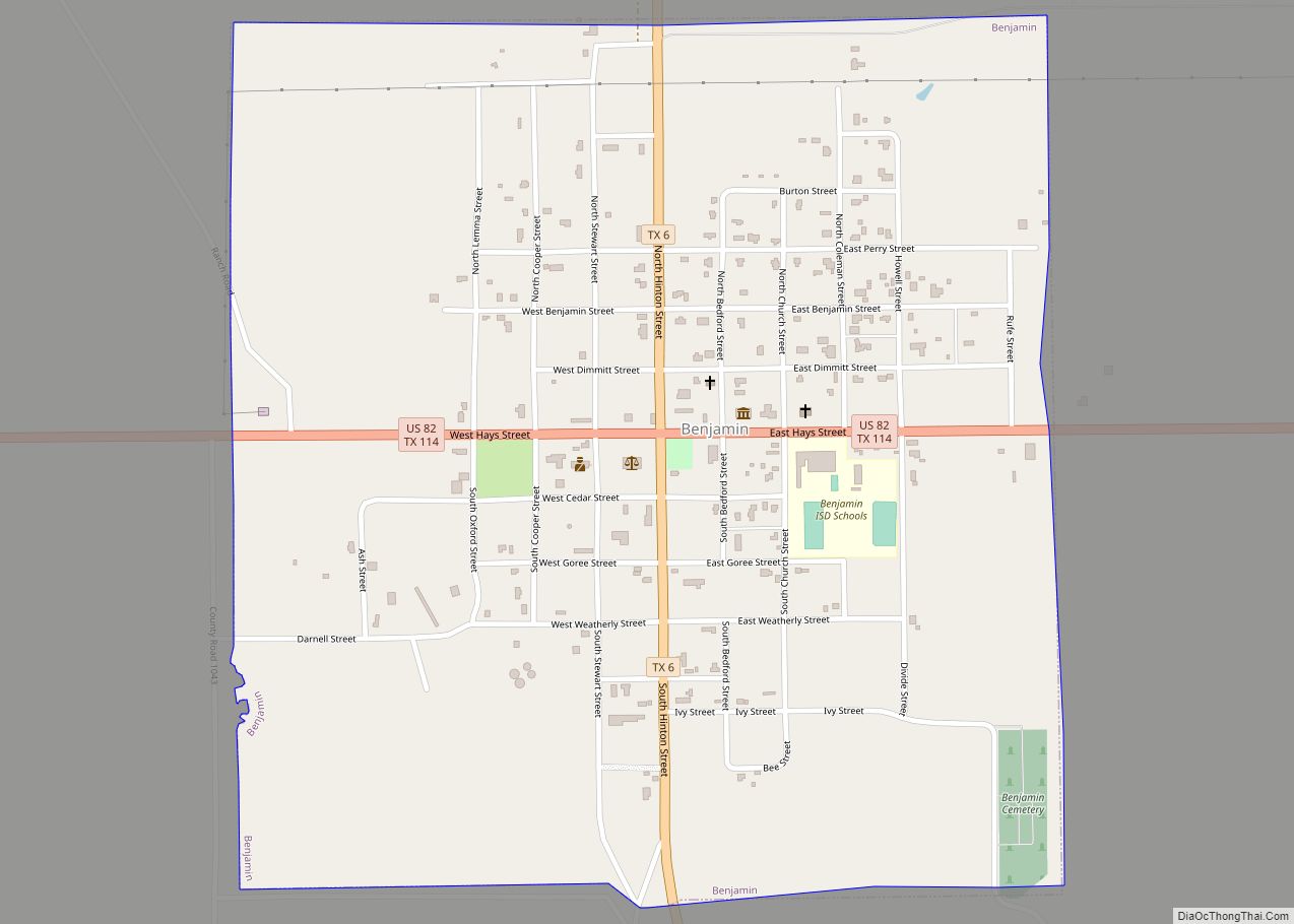 Map of Benjamin city, Texas