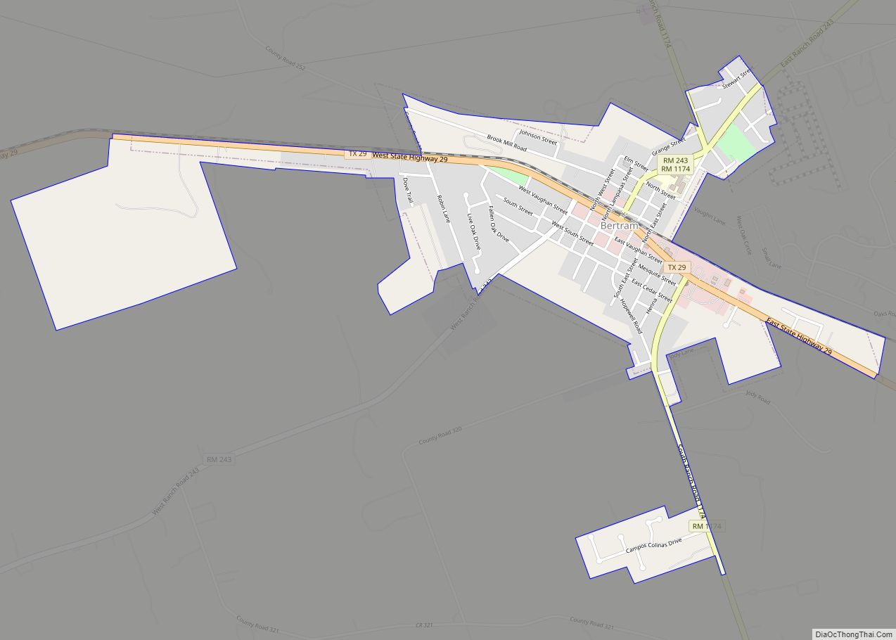 Map of Bertram city, Texas