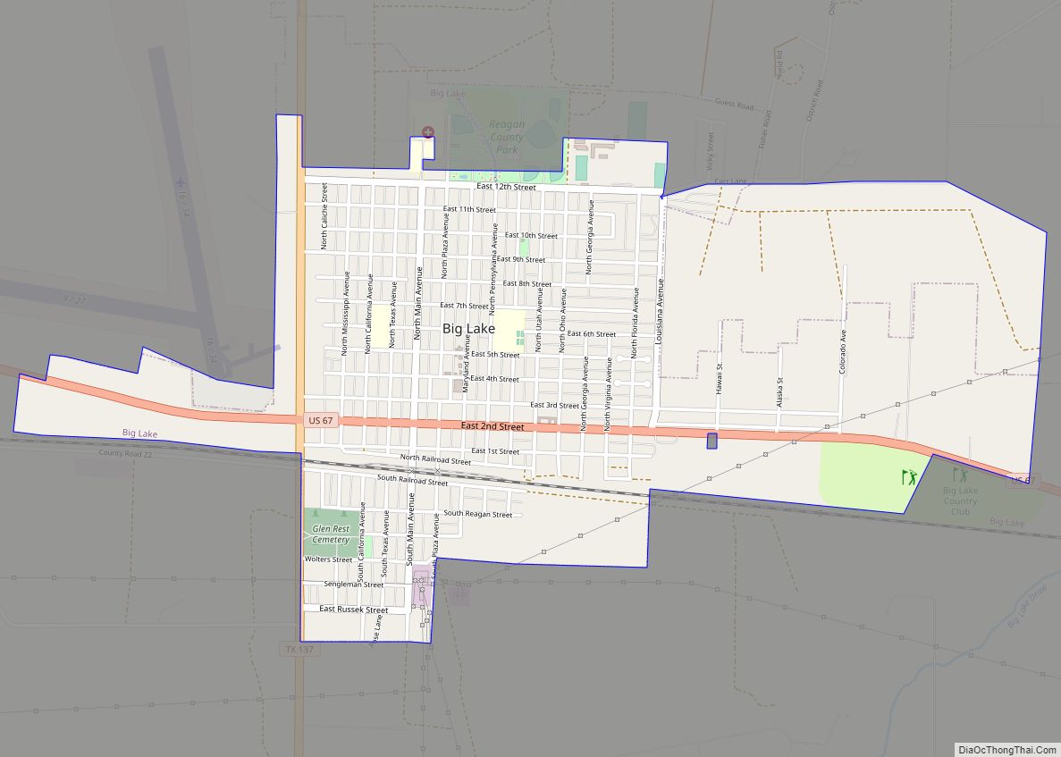 Map of Big Lake city, Texas