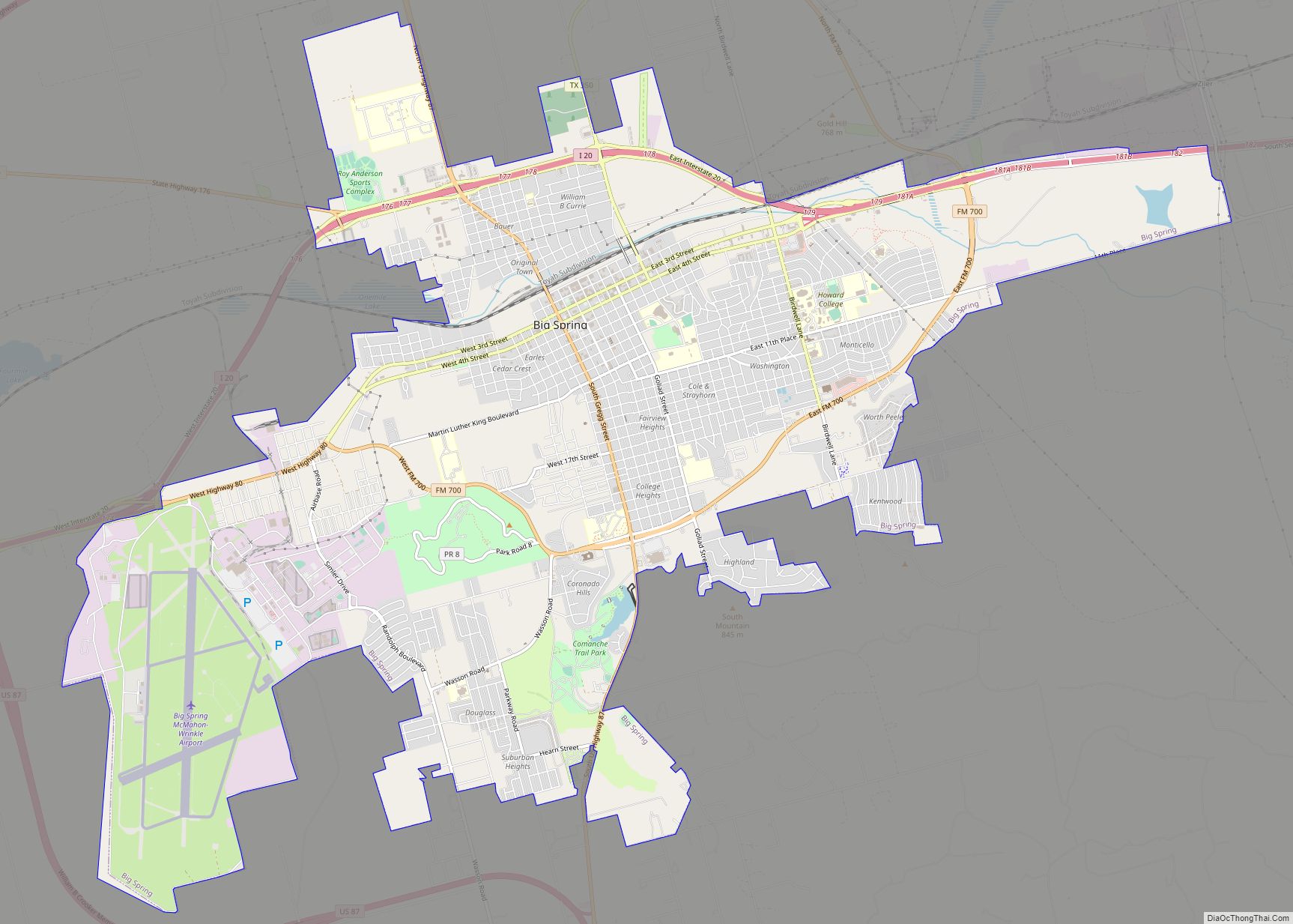 Map of Big Spring city, Texas