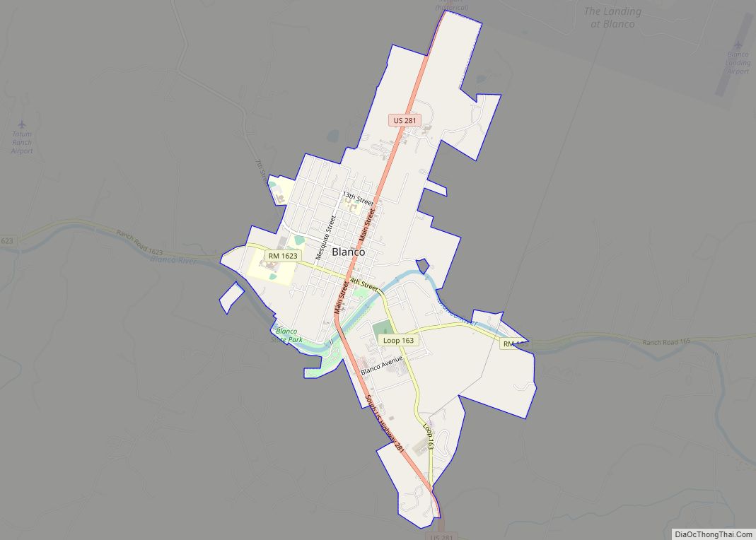 Map of Blanco city, Texas