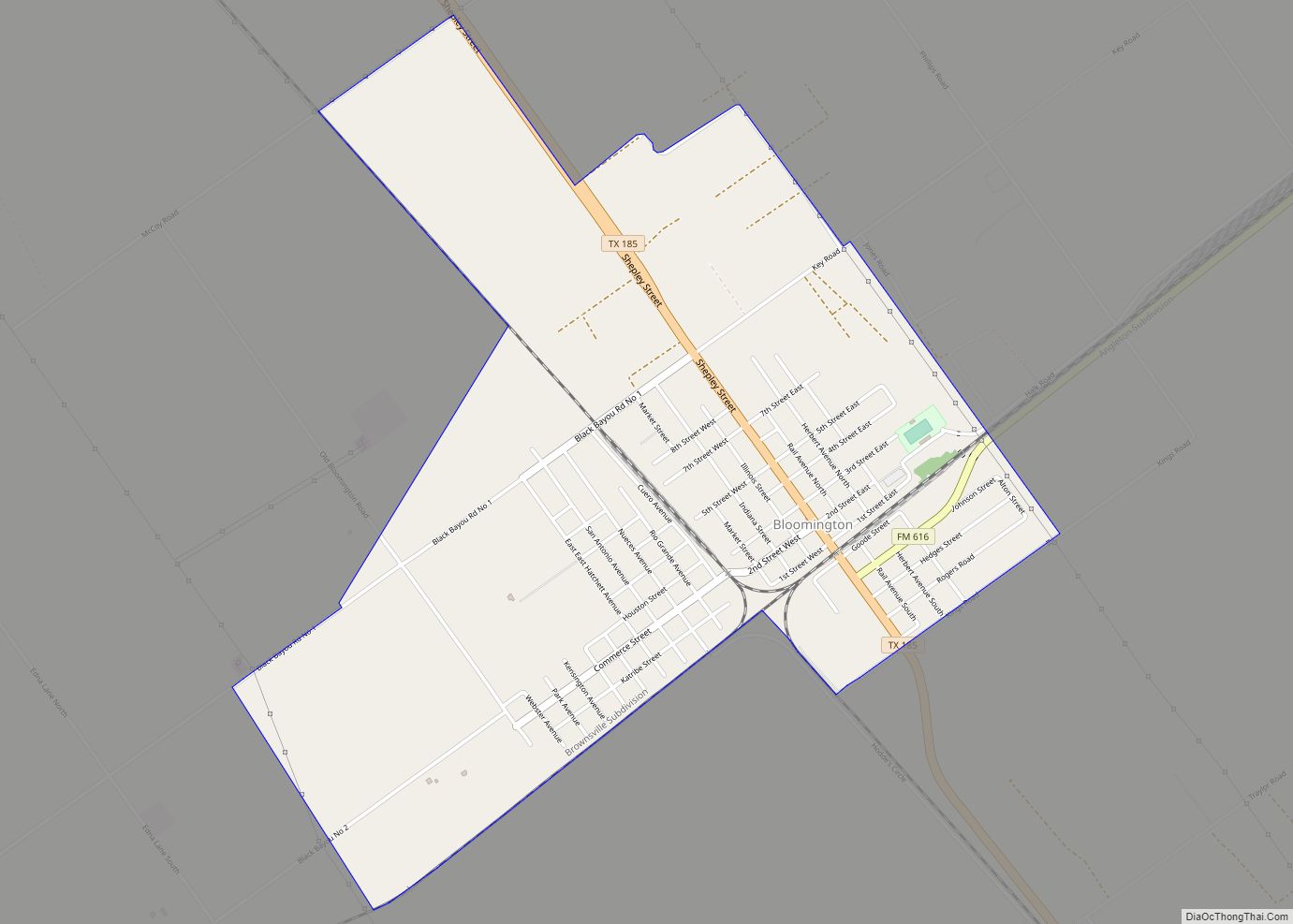 Map of Bloomington CDP, Texas