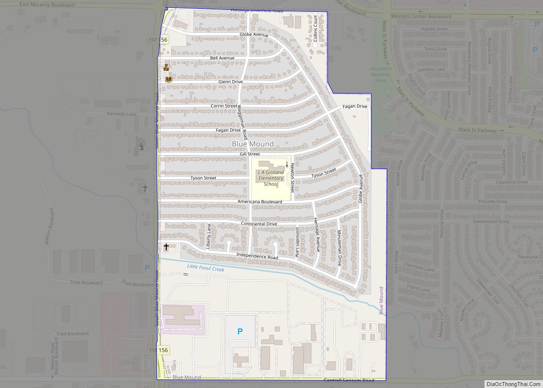 Map of Blue Mound city, Texas