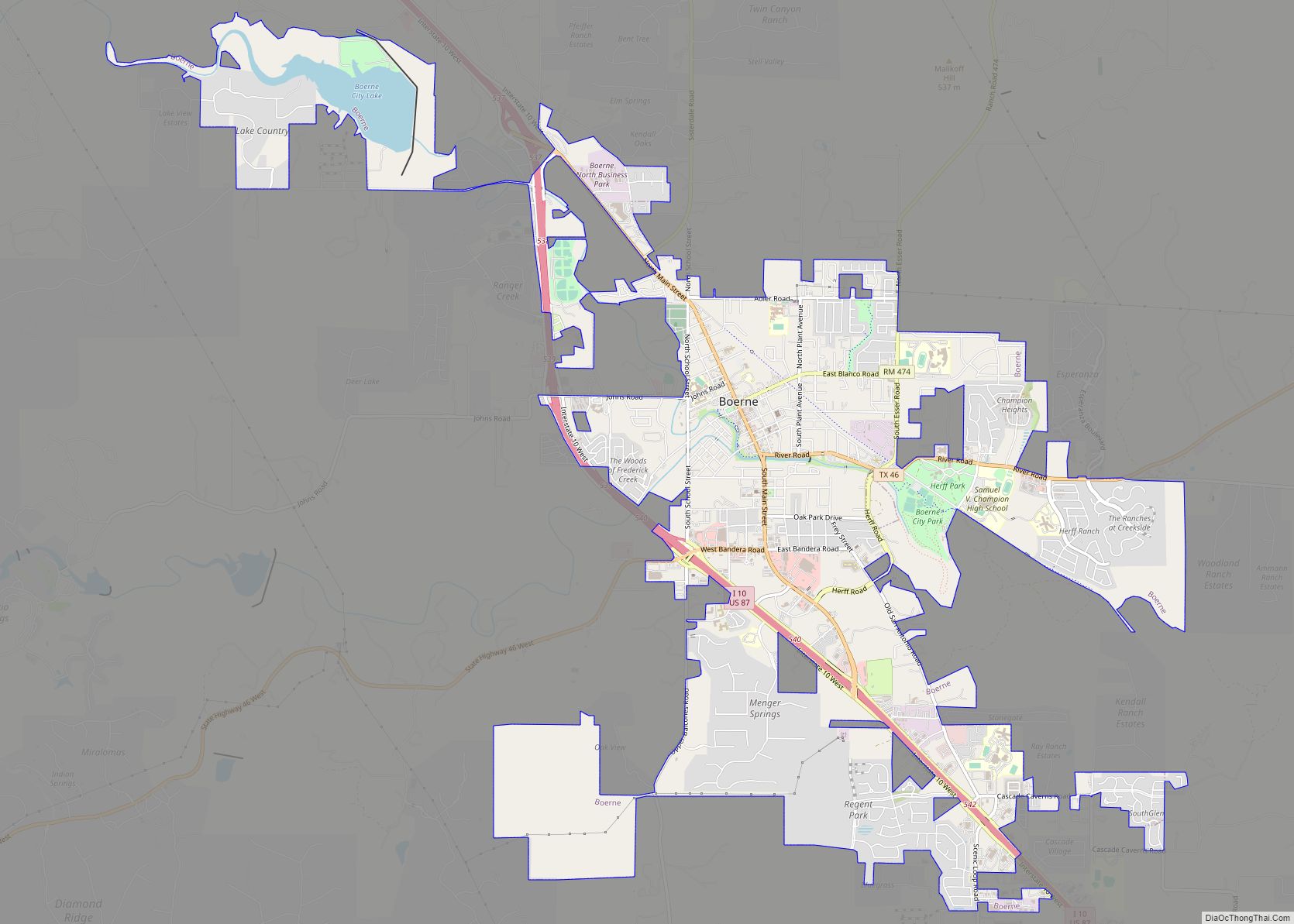 Map of Boerne city