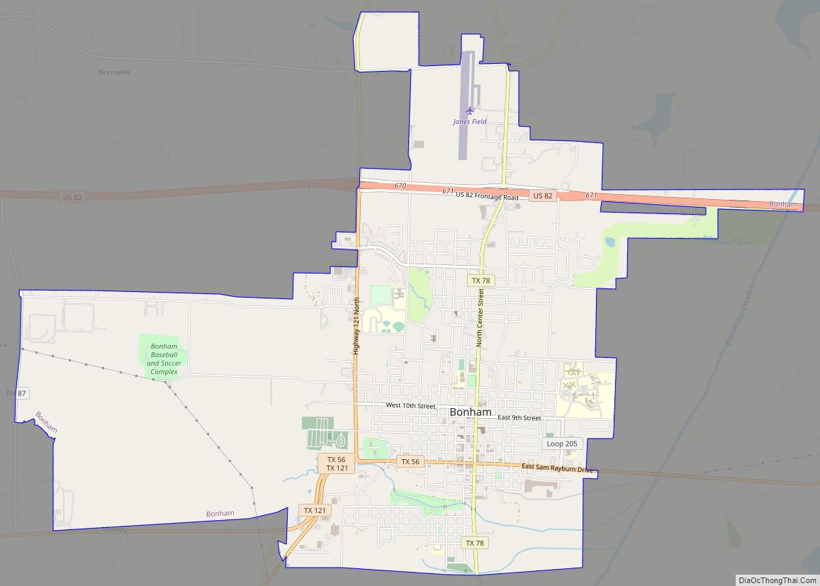 Map of Bonham city