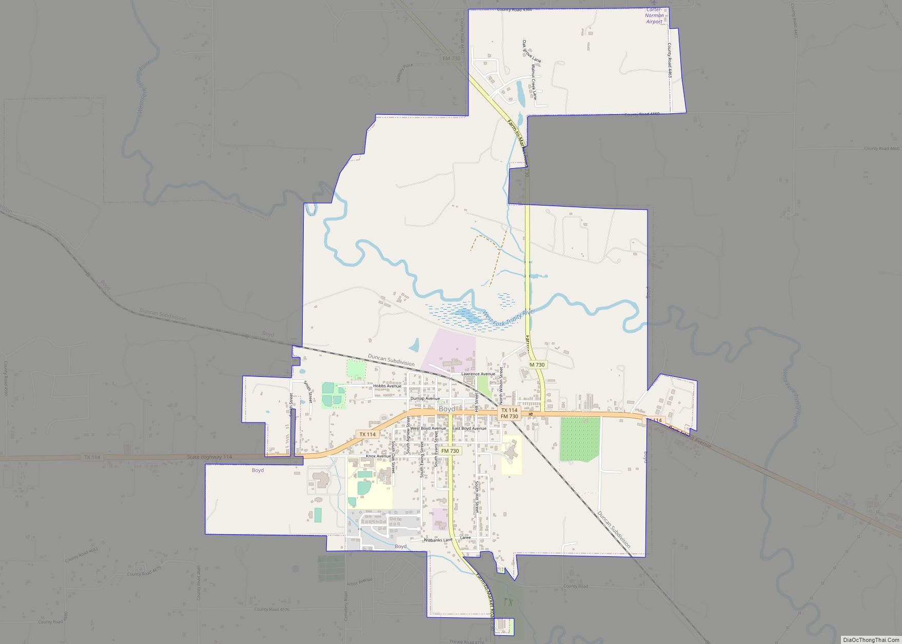 Map of Boyd town, Texas