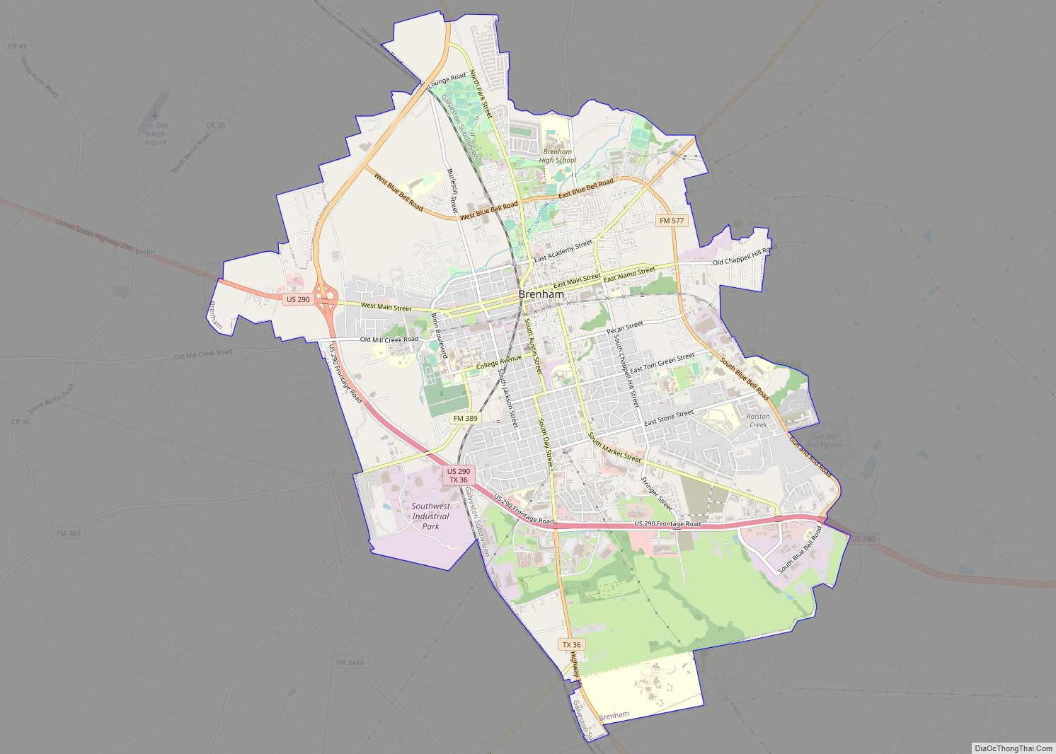 Map of Brenham city