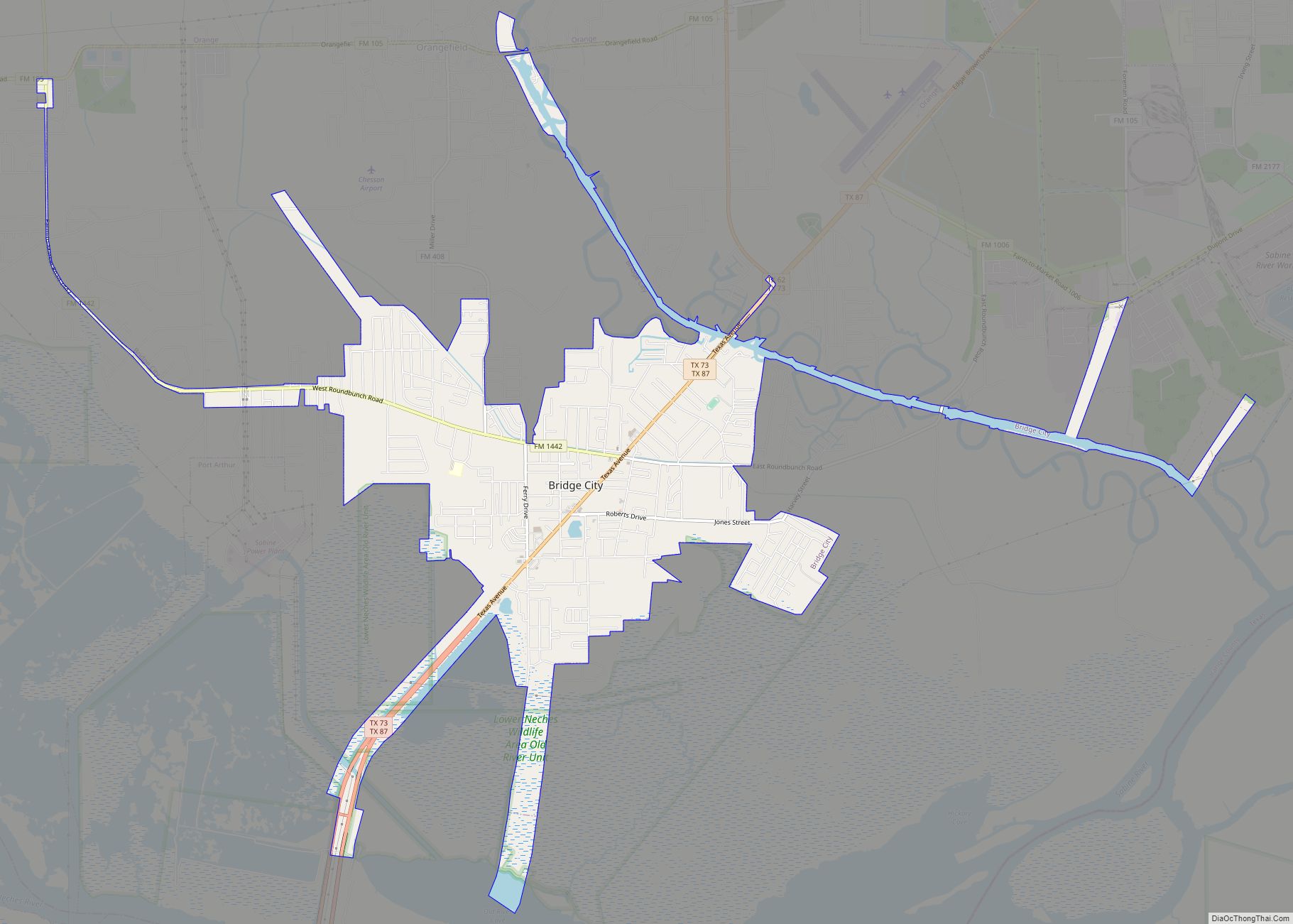 Map of Bridge City, Texas