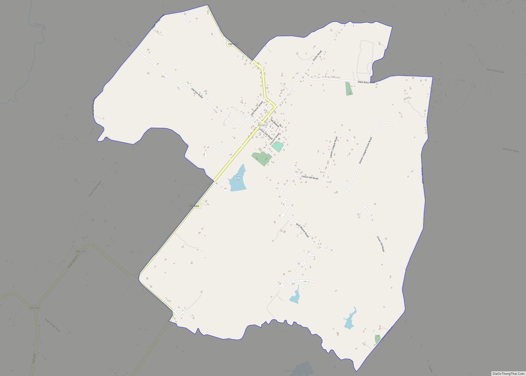 Map of Bristol CDP, Texas