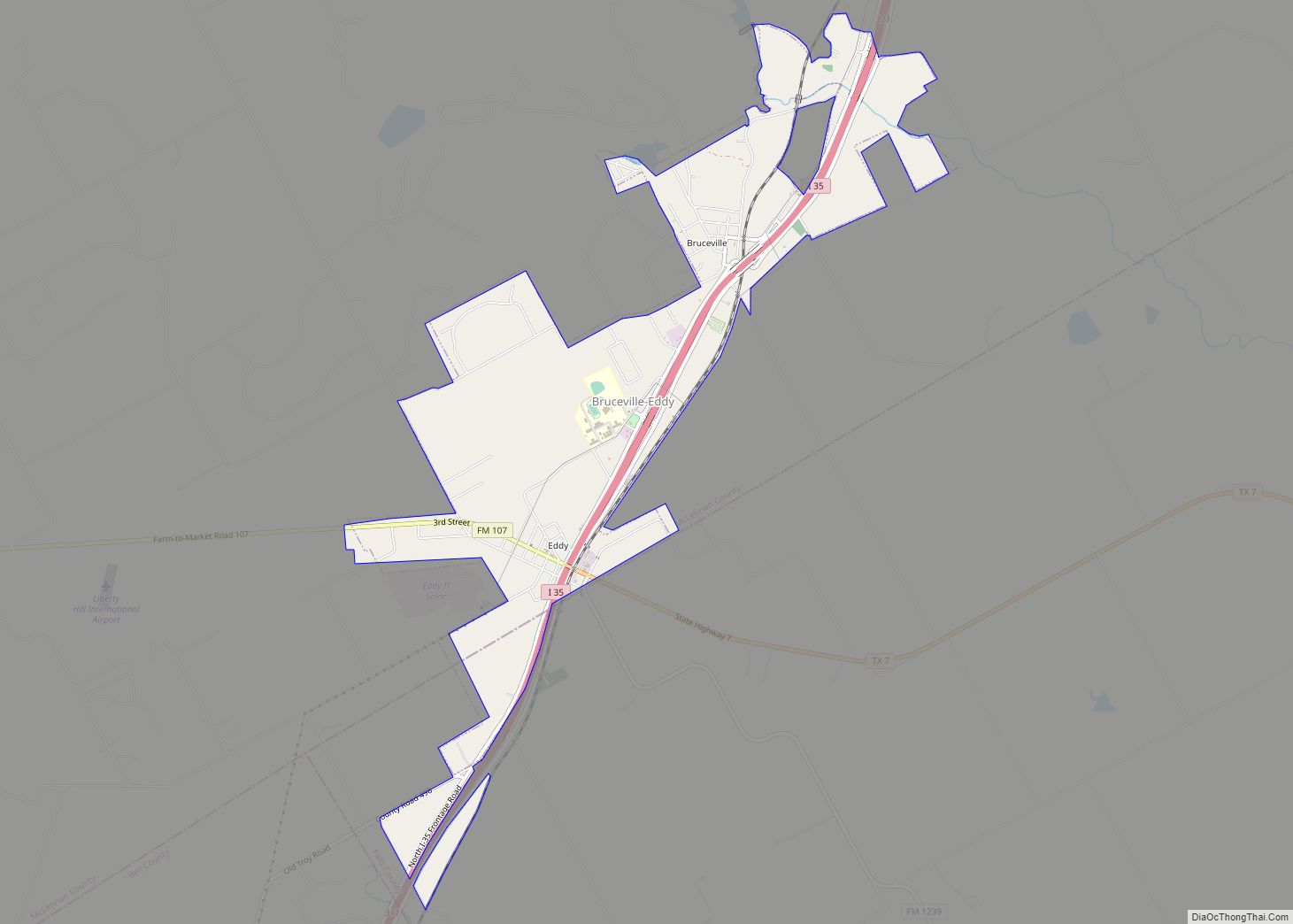 Map of Bruceville-Eddy city