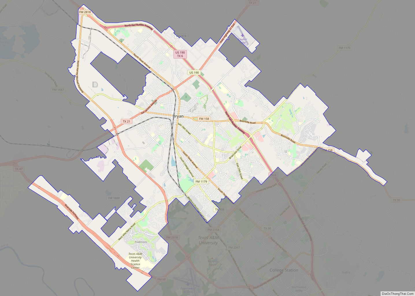 Map of Bryan city, Texas