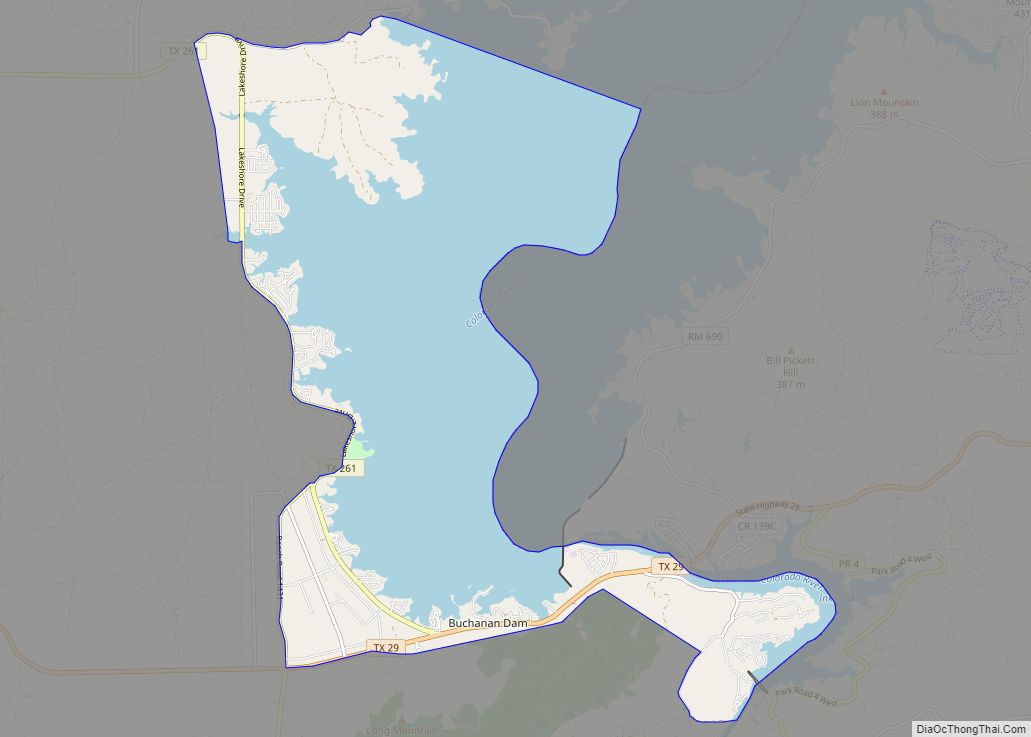 Map of Buchanan Dam CDP