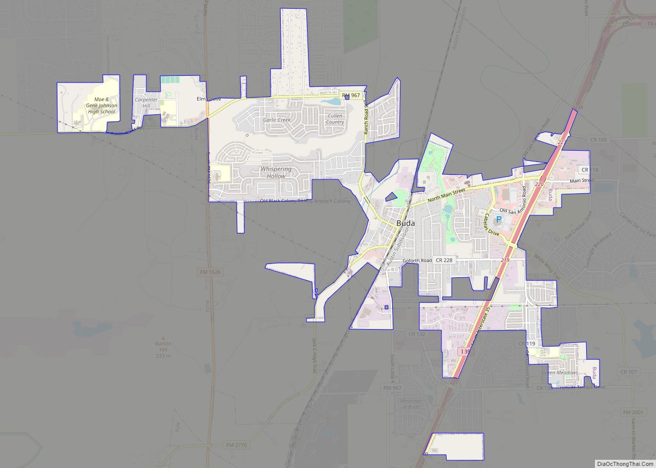 Map of Buda city, Texas