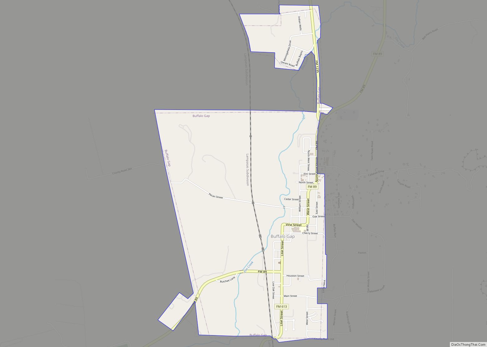 Map of Buffalo Gap town, Texas