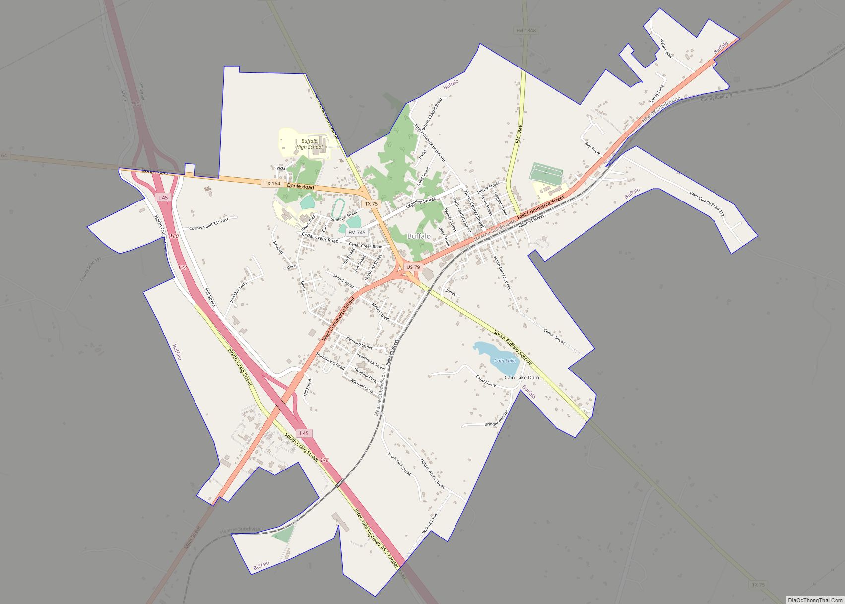 Map of Buffalo city, Texas