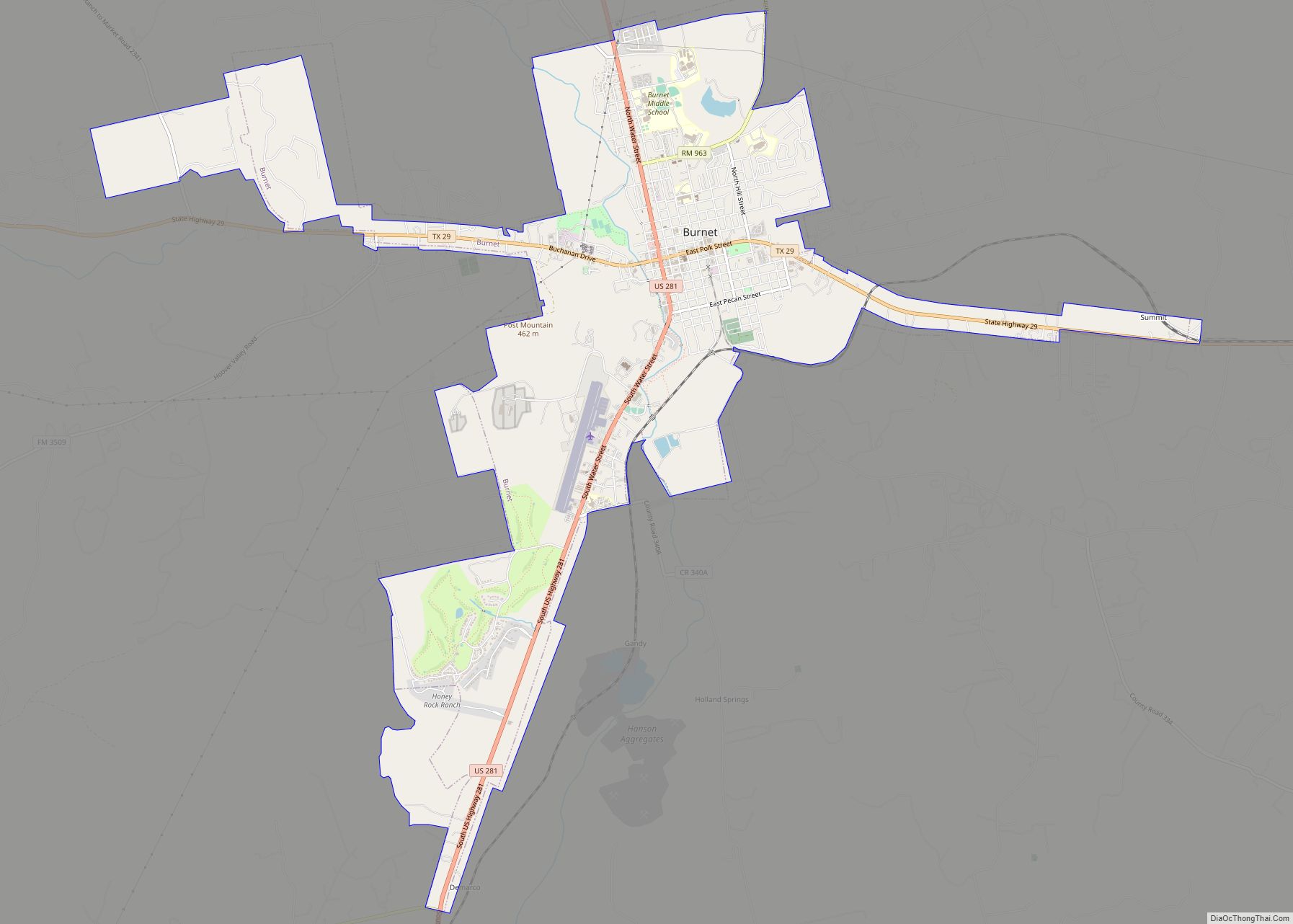 Map of Burnet city