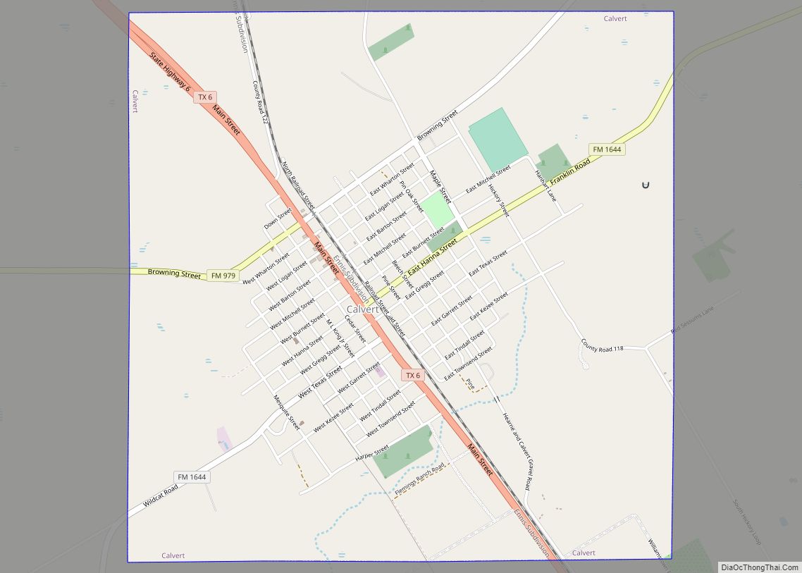 Map of Calvert city, Texas