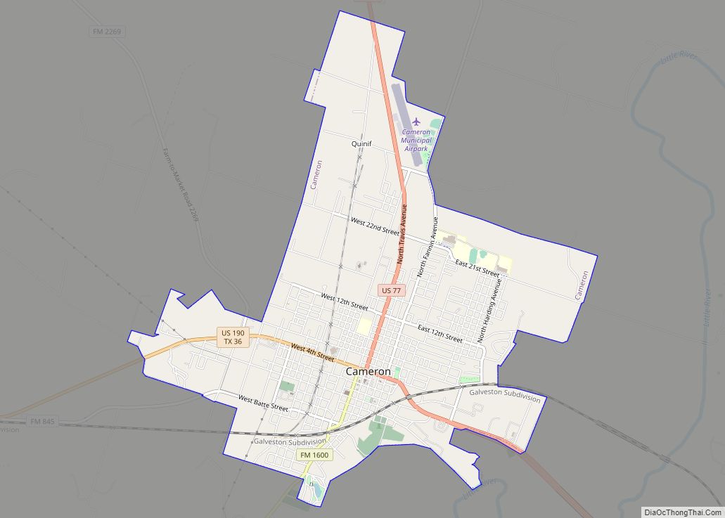 Map of Cameron city, Texas