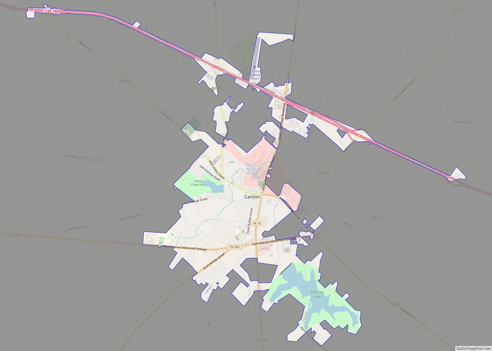 Map of Canton city, Texas