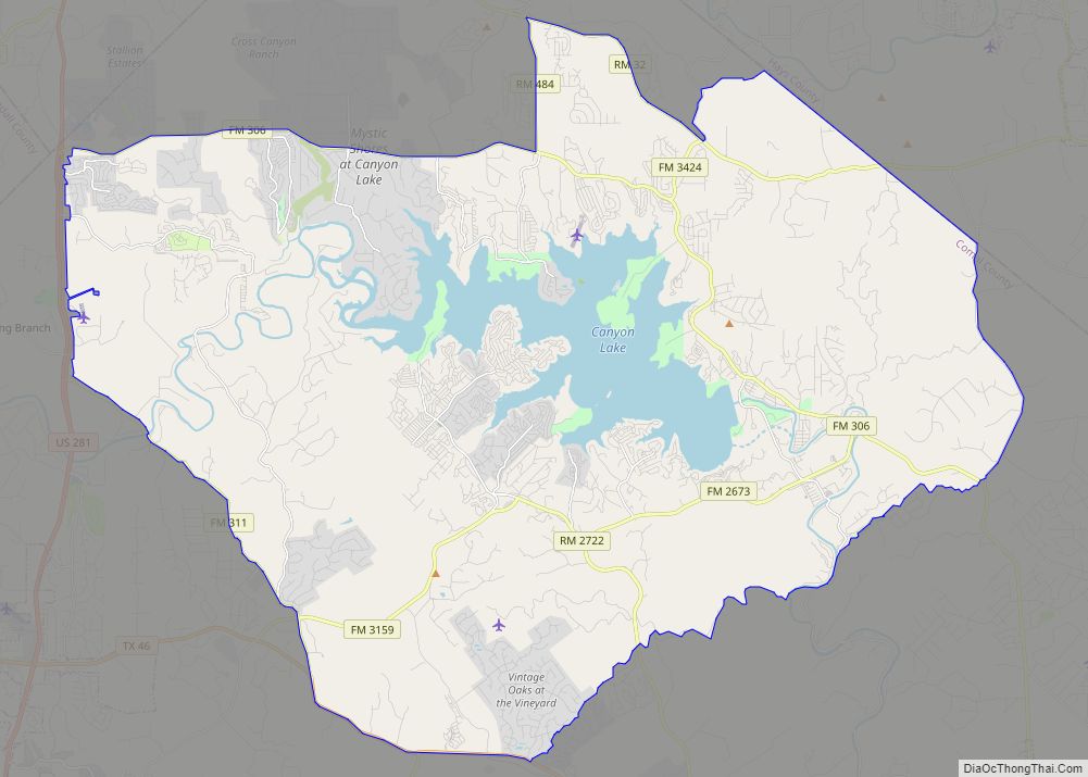 Map of Canyon Lake CDP, Texas